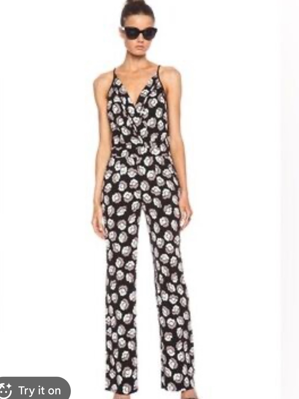 Diane von Furstenberg DVF Shancy Silk Wide Leg Jumpsuit Poppy Abstract US Size 6
